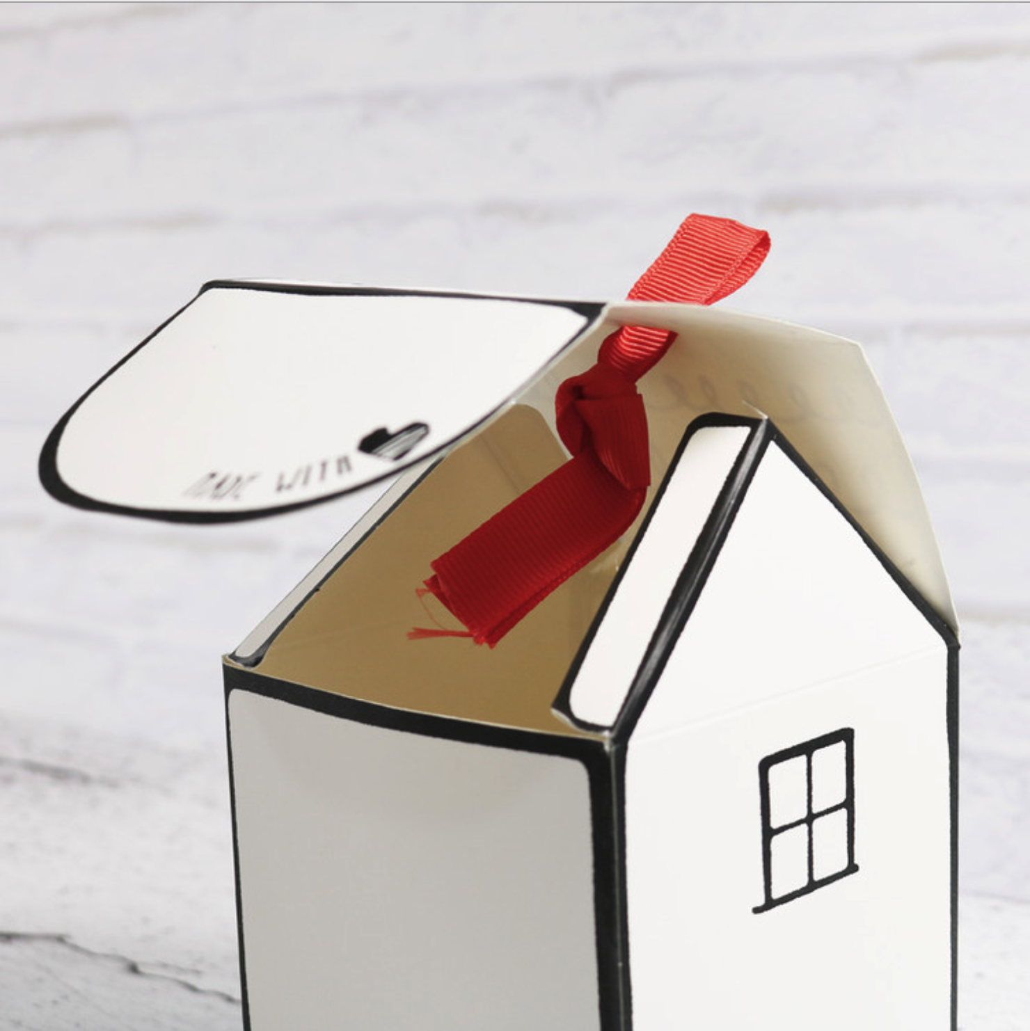 house shaped cookie box, gift box, white box, house warming gift